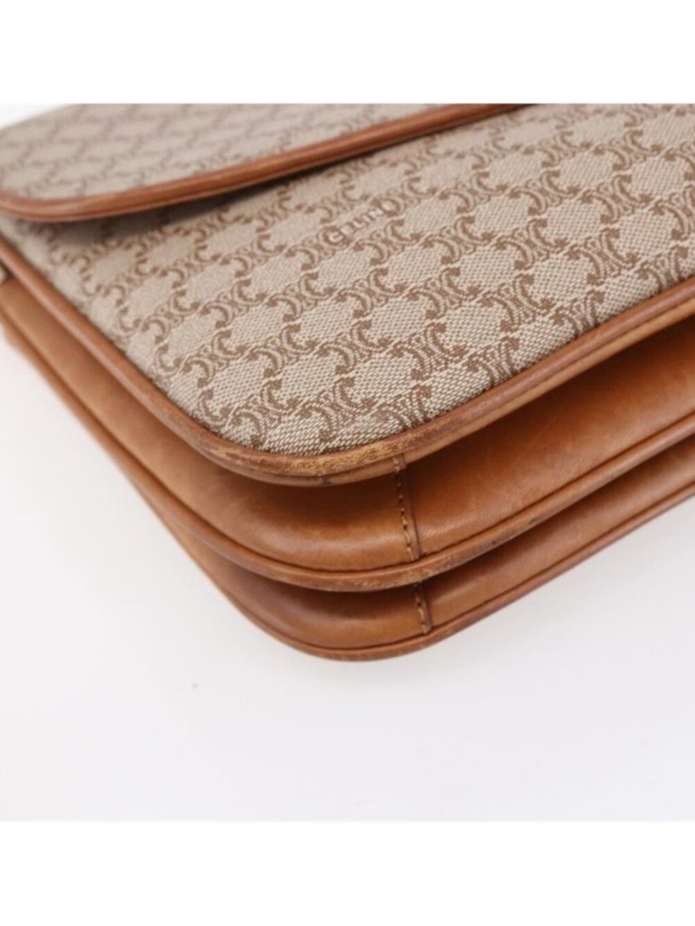 Authentic CELINE Macadam Canvas Shoulder Bag PVC Beige Gold - Picture 15 of 16